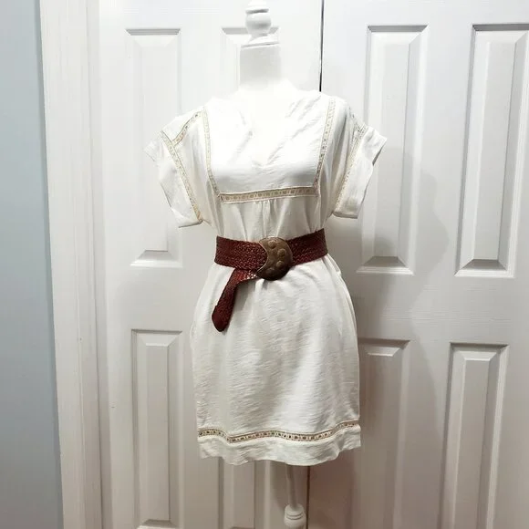 NWT Greylin White Tunic Dress Coastal Resort 100% Cotton Dress Pockets Size  0 - Picture 9 of 12